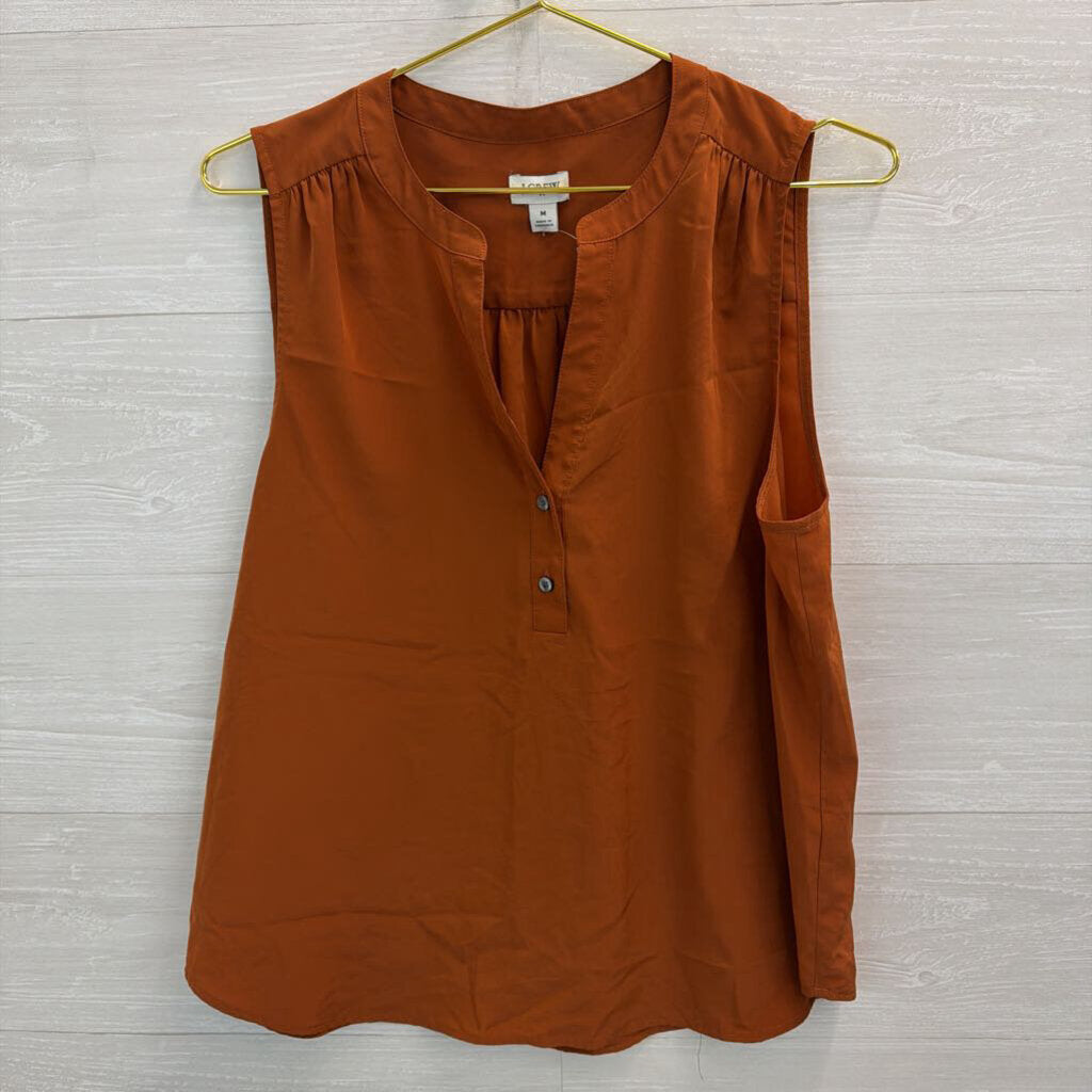 J Crew Silky Burnt Orange Sleeveless Top Medium