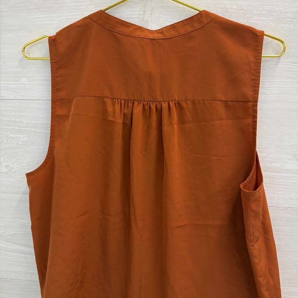 J Crew Silky Burnt Orange Sleeveless Top Medium