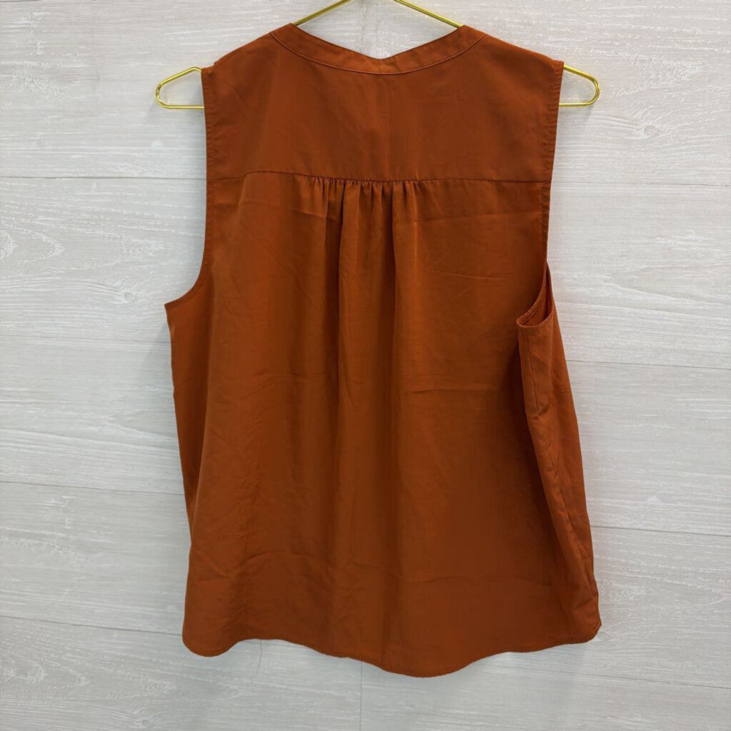 J Crew Silky Burnt Orange Sleeveless Top Medium