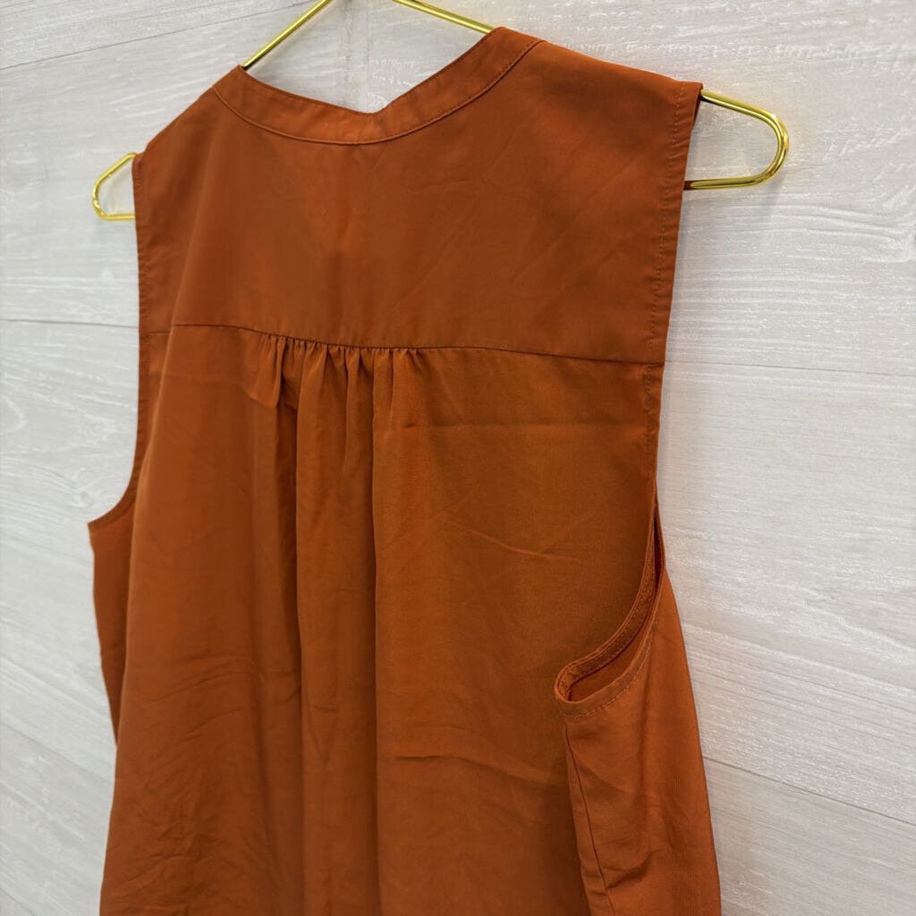 J Crew Silky Burnt Orange Sleeveless Top Medium