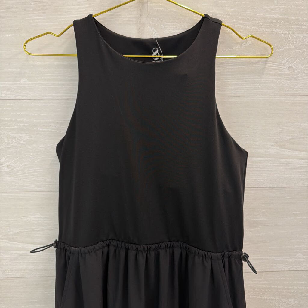 Lou and Grey Black Cinch Waist Tank Midi Dress Medium