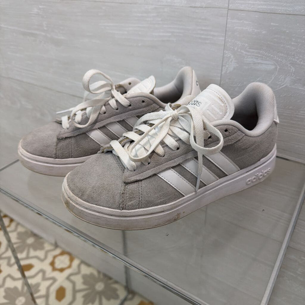 Adidas Grey/ White Suede Grand Court Alpha Sneakers 6.5
