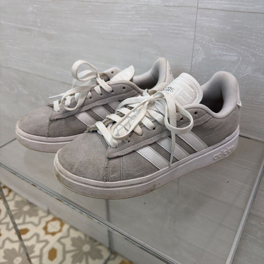 Adidas Grey/ White Suede Grand Court Alpha Sneakers 6.5