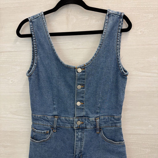 Re generation Medium Wash Denim Midi Overall Dress Medium