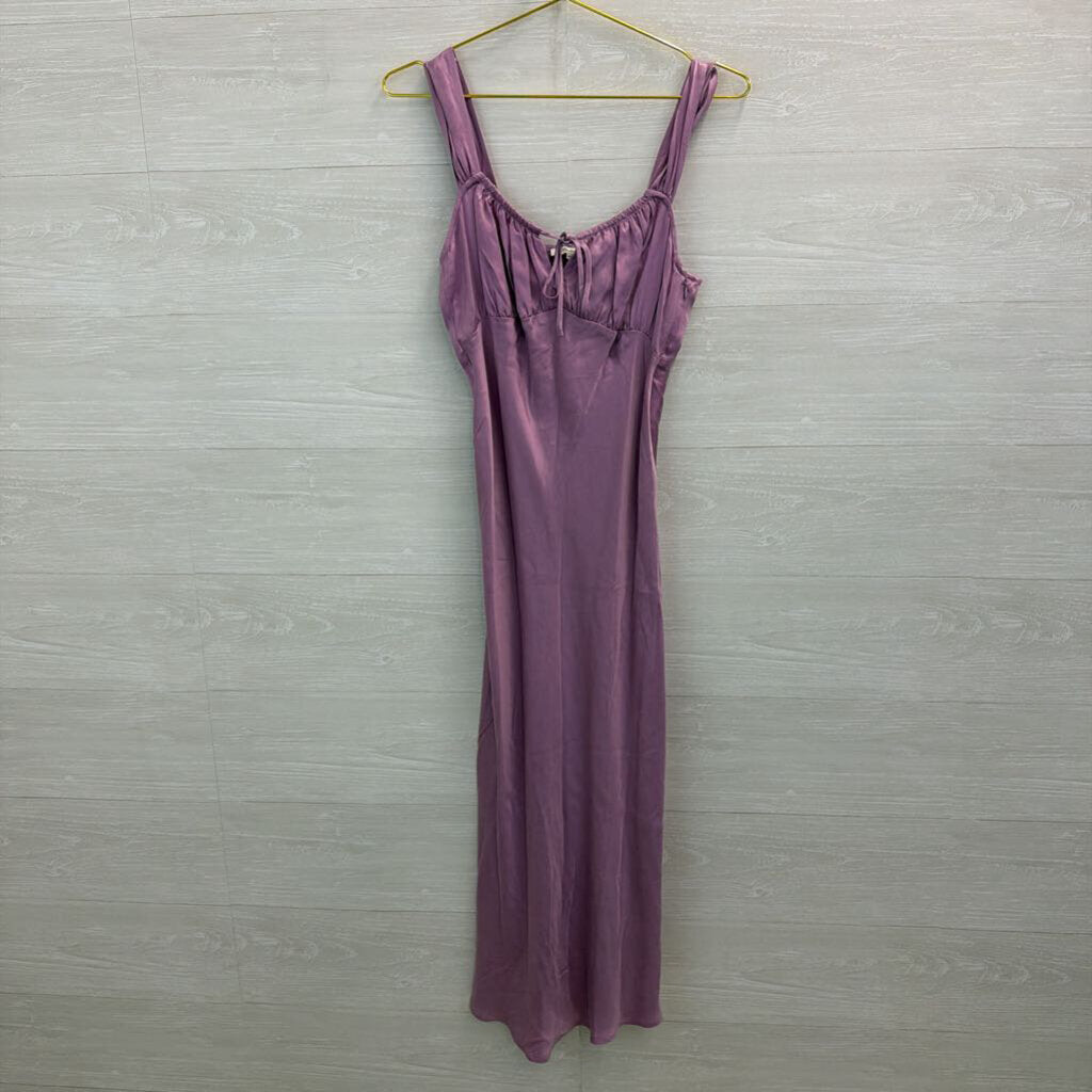 Madewell Purple Silky Square Neck Midi Dress 2