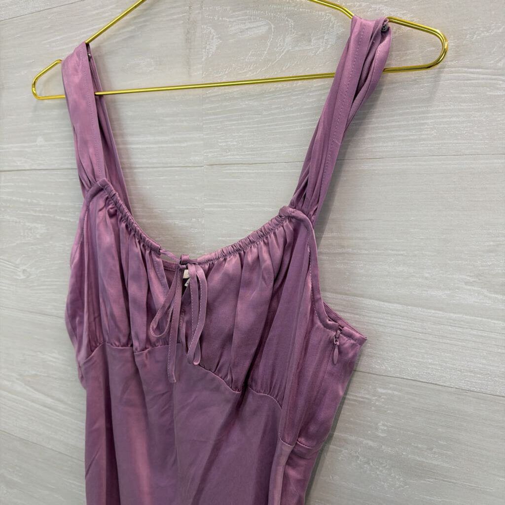 Madewell Purple Silky Square Neck Midi Dress 2