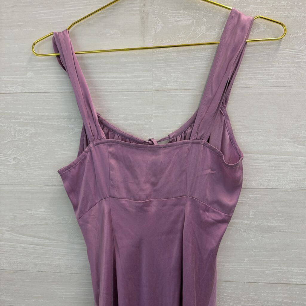 Madewell Purple Silky Square Neck Midi Dress 2