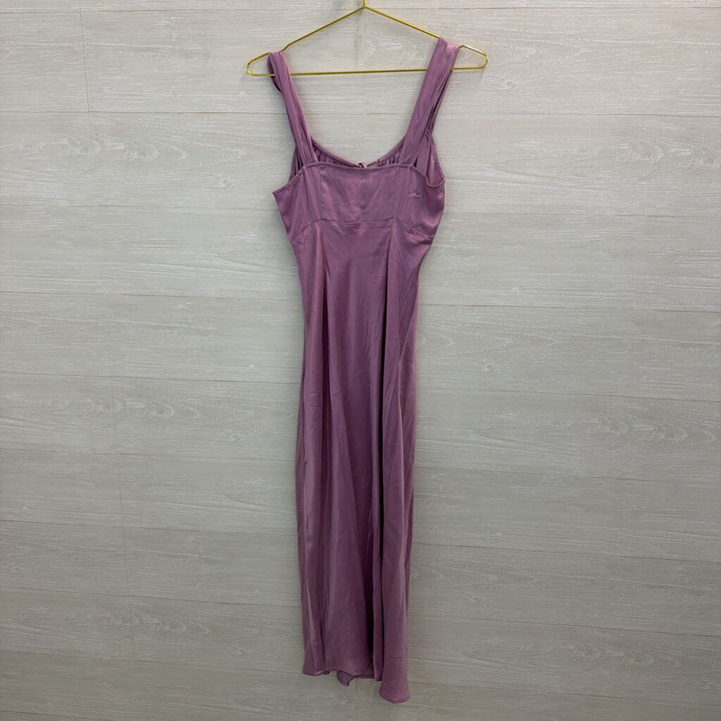 Madewell Purple Silky Square Neck Midi Dress 2
