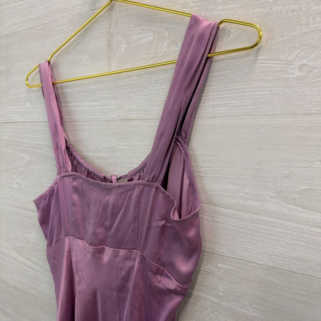Madewell Purple Silky Square Neck Midi Dress 2
