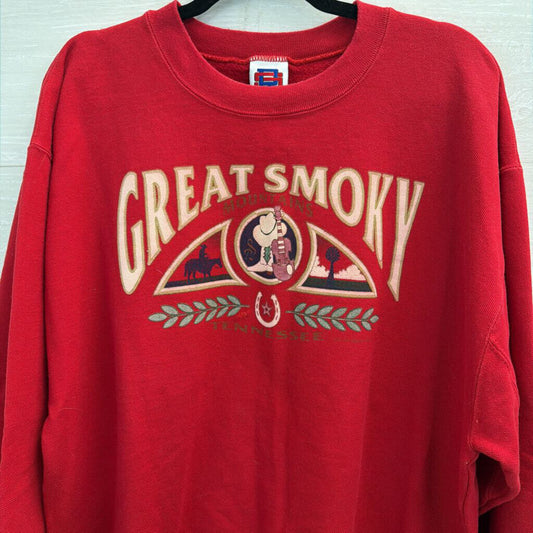 Rugged Sweats Red 'Great Smoky Mountains' Pullover Large