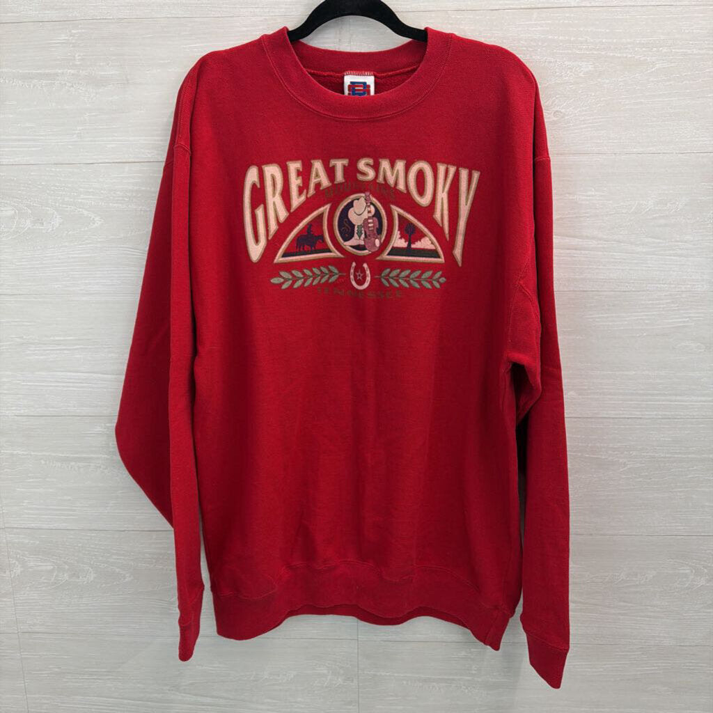 Rugged Sweats Red 'Great Smoky Mountains' Pullover Large