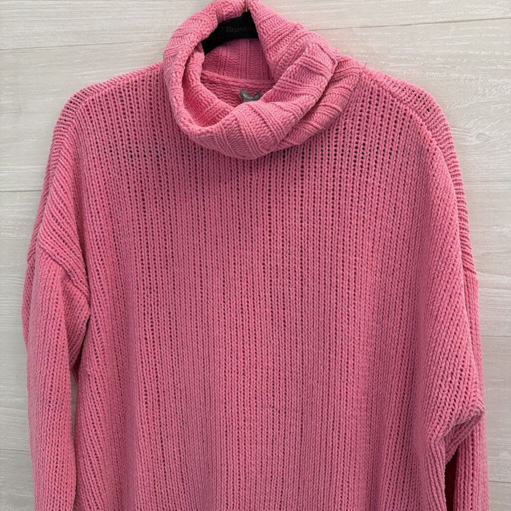 Aerie Pink Knit Oversized Turtleneck Sweater Small