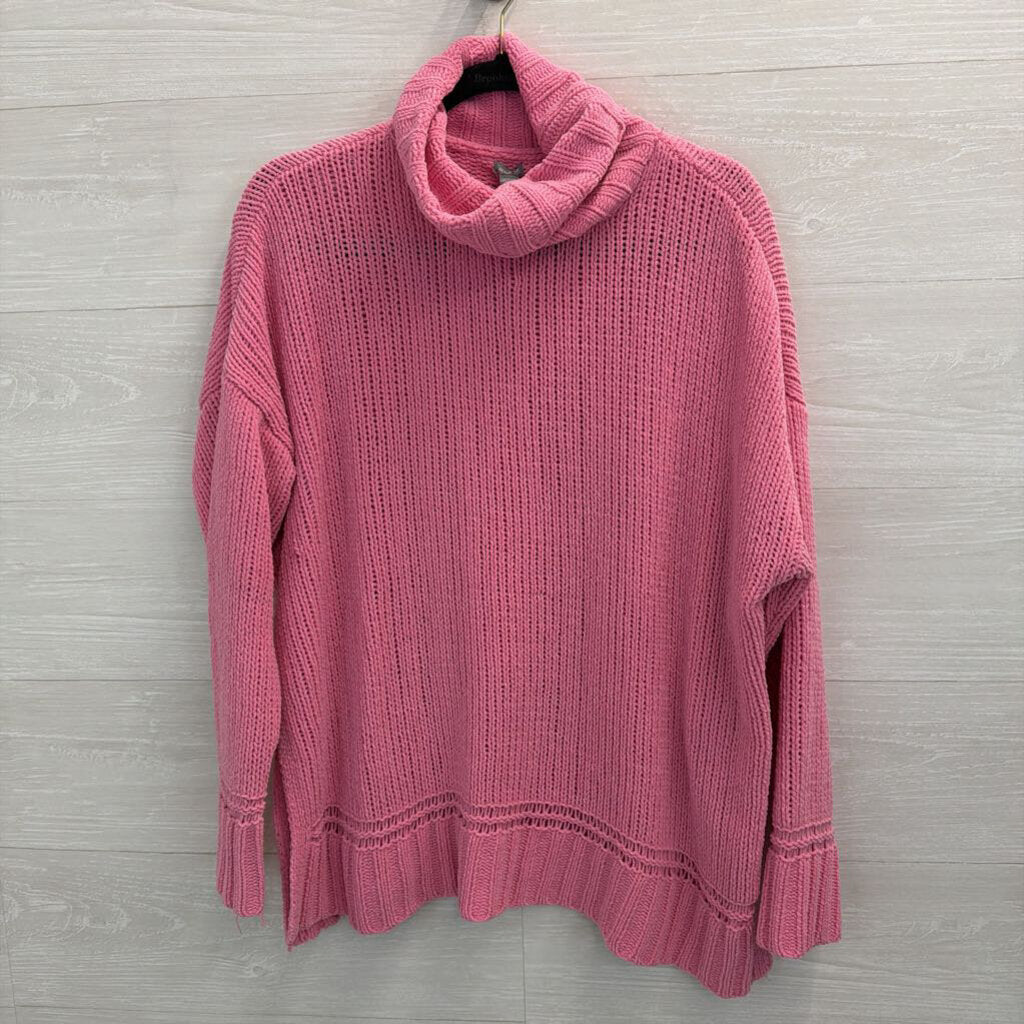Aerie Pink Knit Oversized Turtleneck Sweater Small