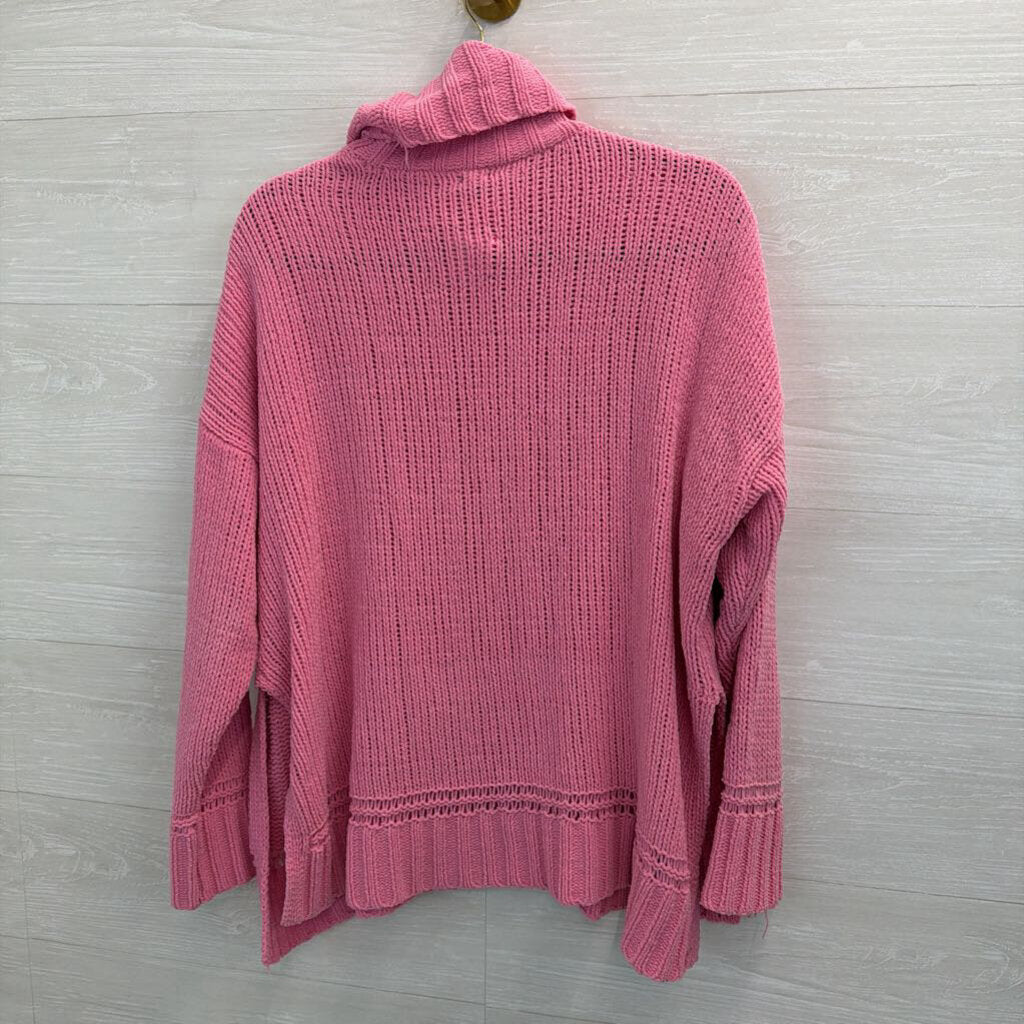 Aerie Pink Knit Oversized Turtleneck Sweater Small