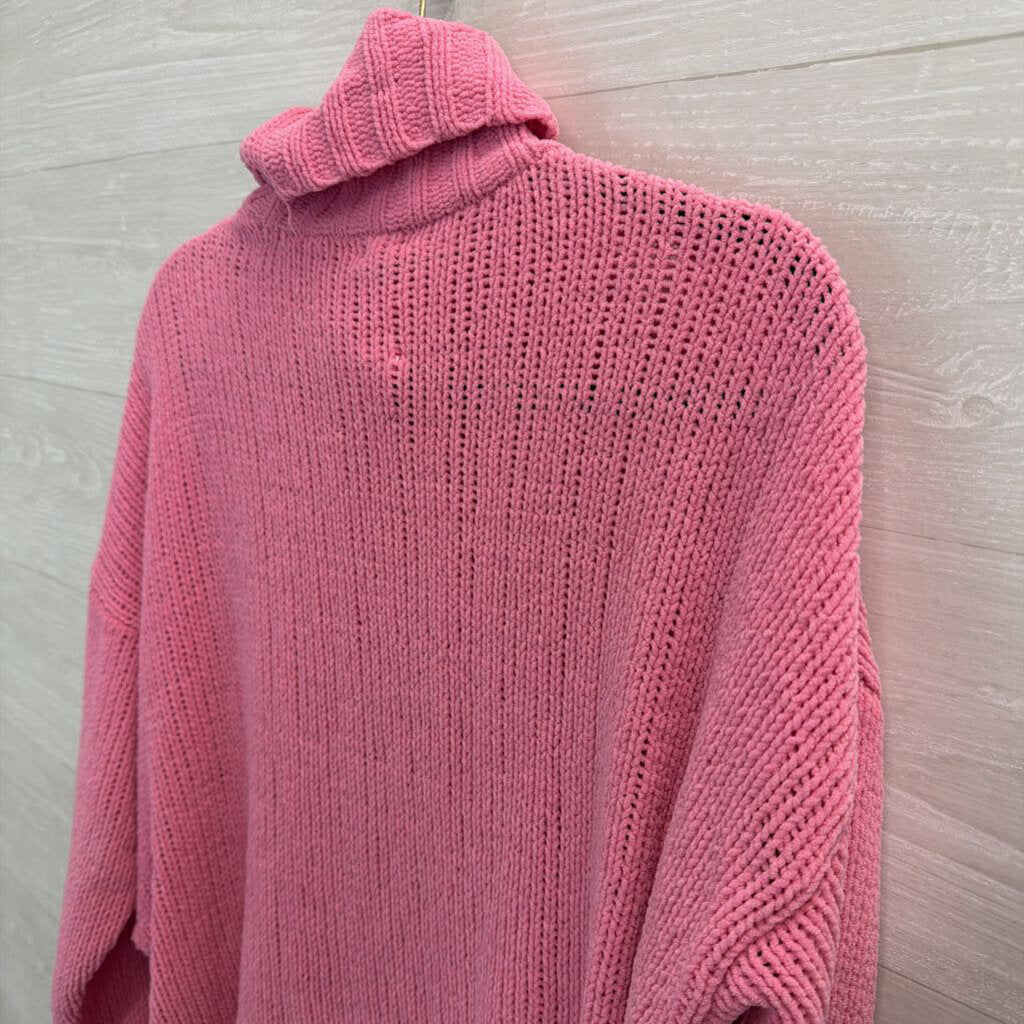 Aerie Pink Knit Oversized Turtleneck Sweater Small