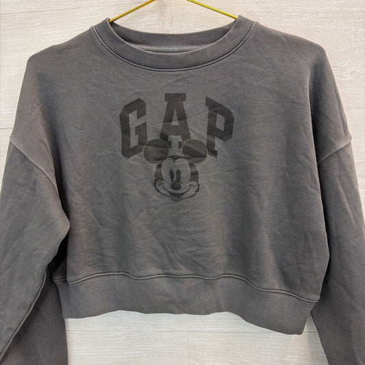 Gap Disney Grey/ Black Cropped Mickey Pullover Extra Small