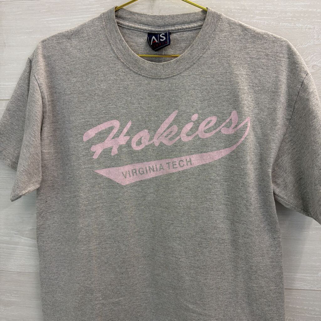 AS Sports Grey/ Pink Virginia Tech Hokies Short Sleeve Graphic Tee Medium