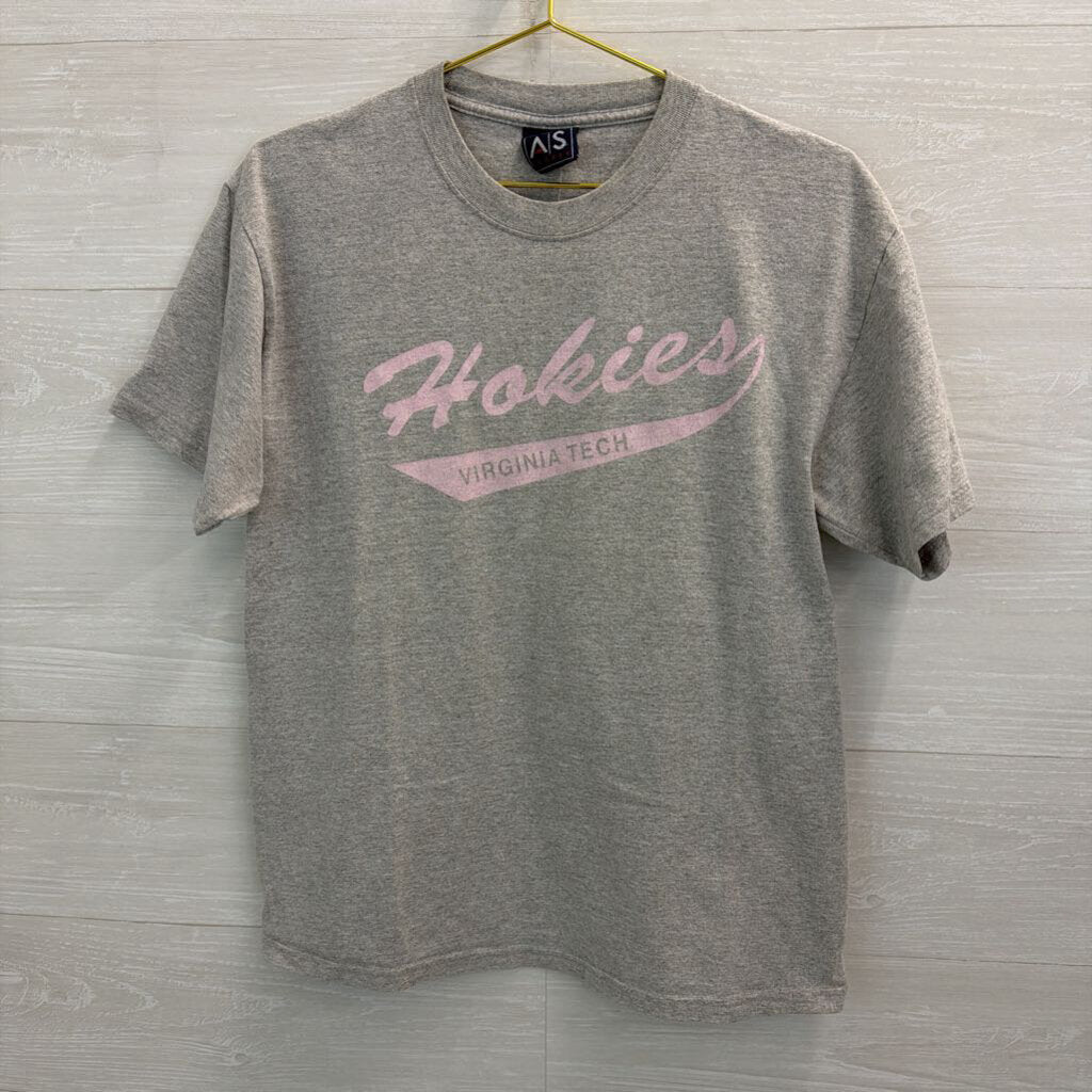 AS Sports Grey/ Pink Virginia Tech Hokies Short Sleeve Graphic Tee Medium