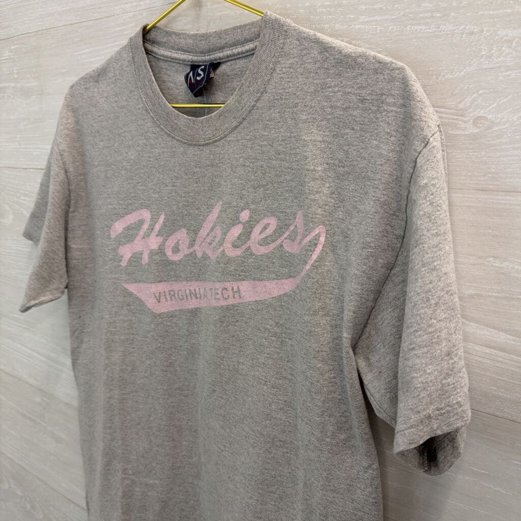 AS Sports Grey/ Pink Virginia Tech Hokies Short Sleeve Graphic Tee Medium