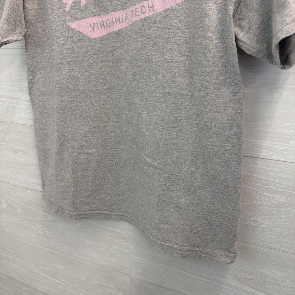 AS Sports Grey/ Pink Virginia Tech Hokies Short Sleeve Graphic Tee Medium