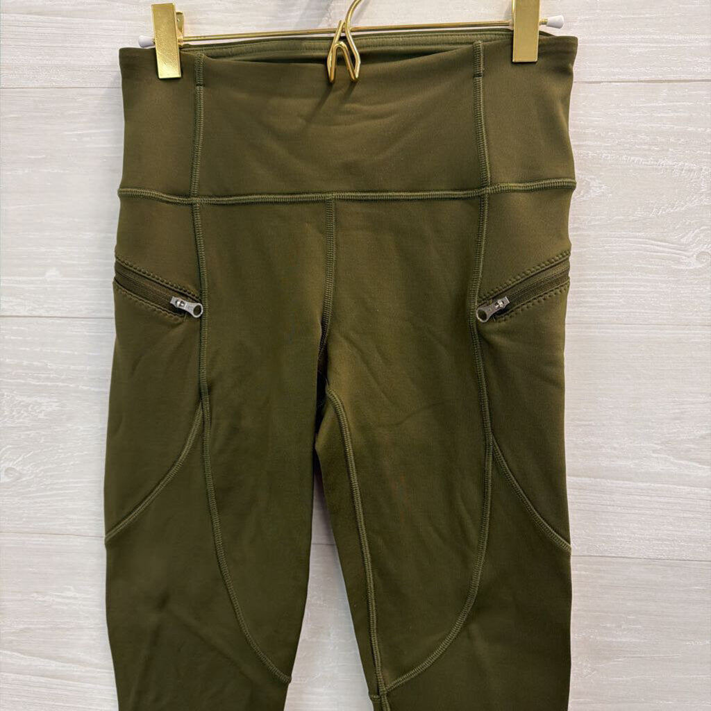 Lululemon Green Fleece Lined Cropped Leggings 6