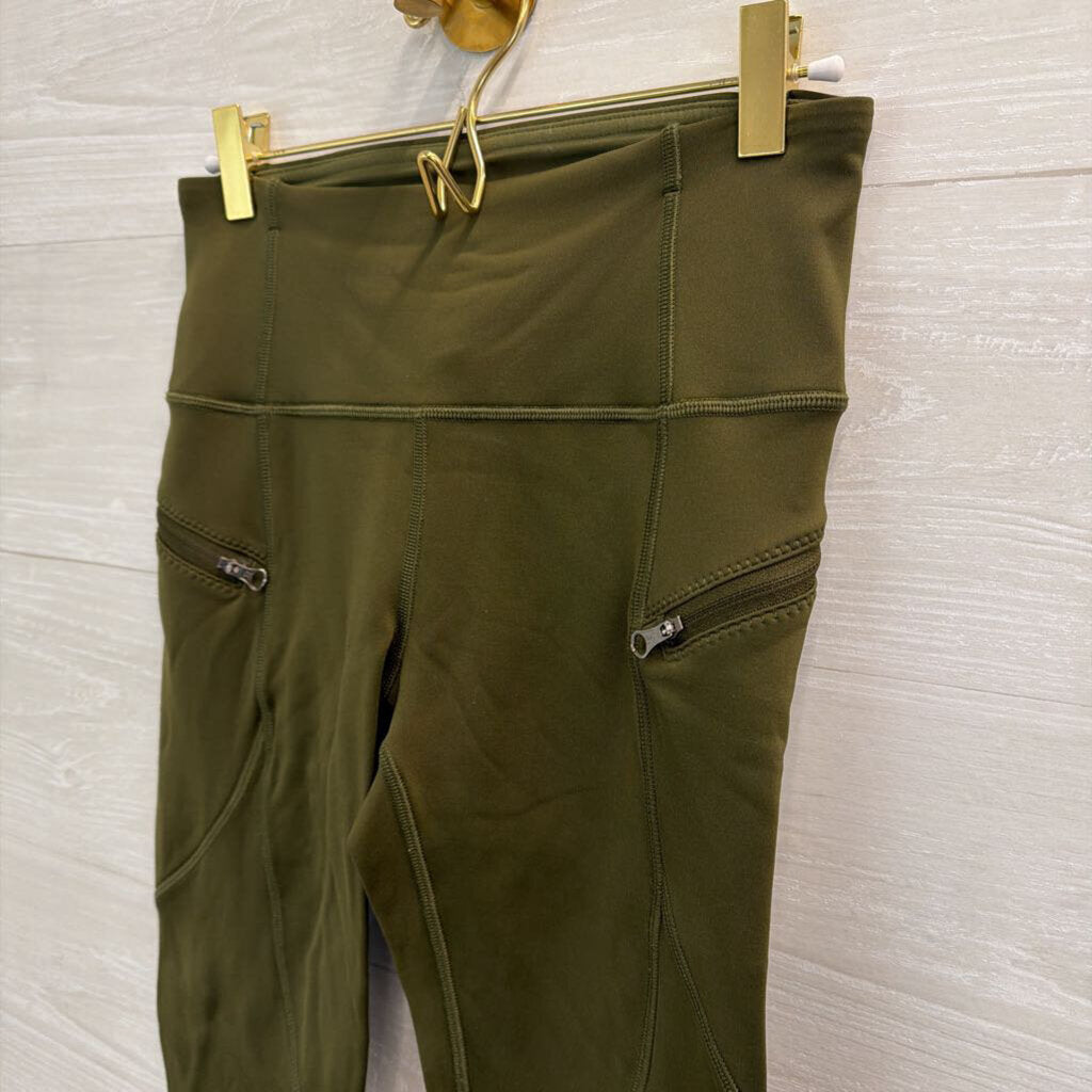 Lululemon Green Fleece Lined Cropped Leggings 6