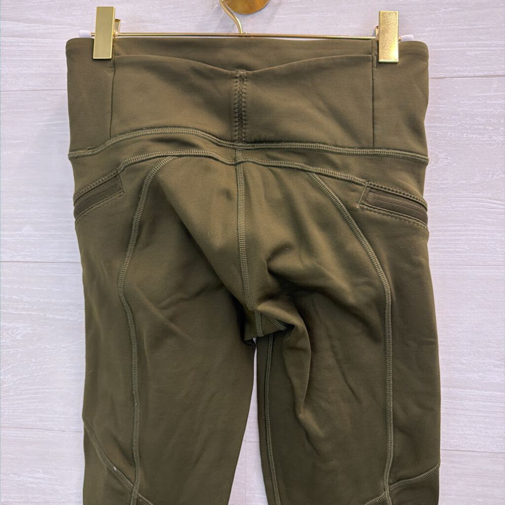 Lululemon Green Fleece Lined Cropped Leggings 6