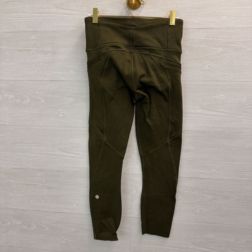 Lululemon Green Fleece Lined Cropped Leggings 6