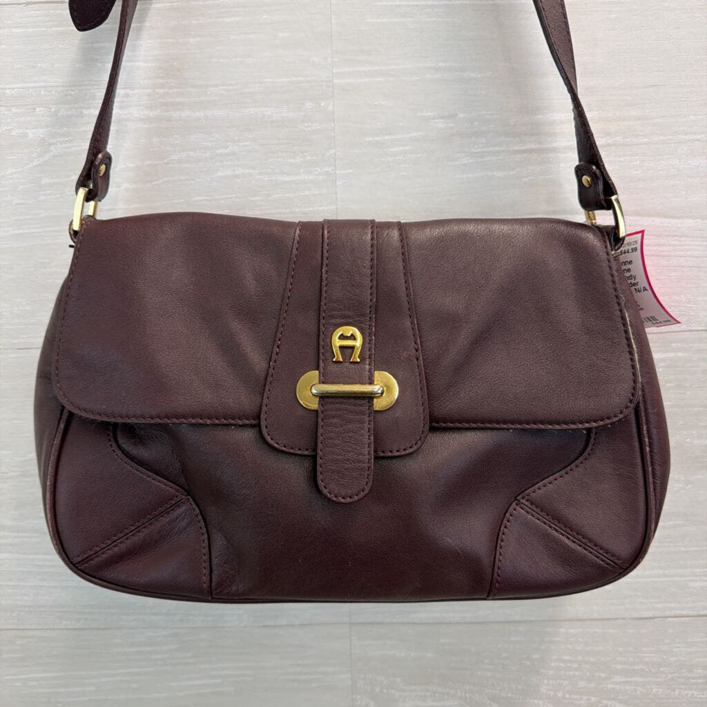 Etienne Aigner Burgundy Leather Shoulder Purse