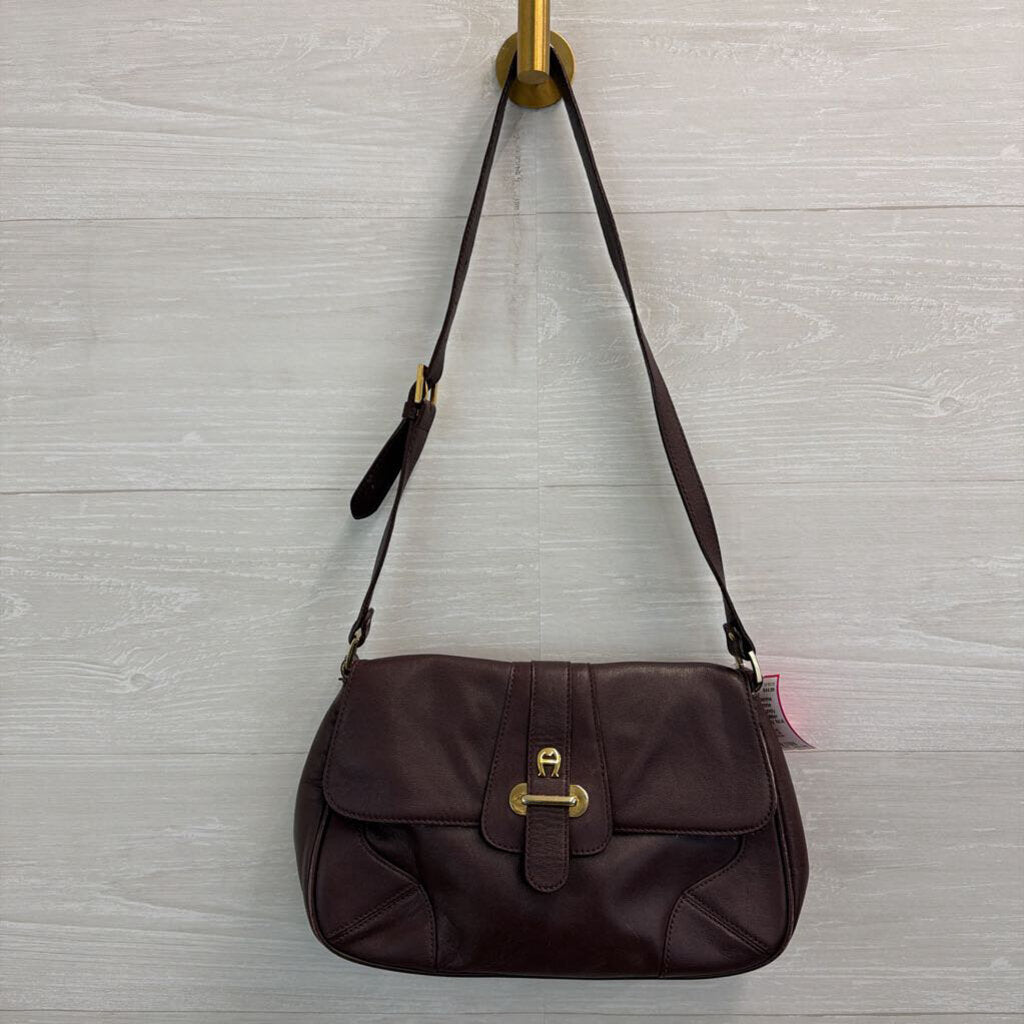 Etienne Aigner Burgundy Leather Shoulder Purse