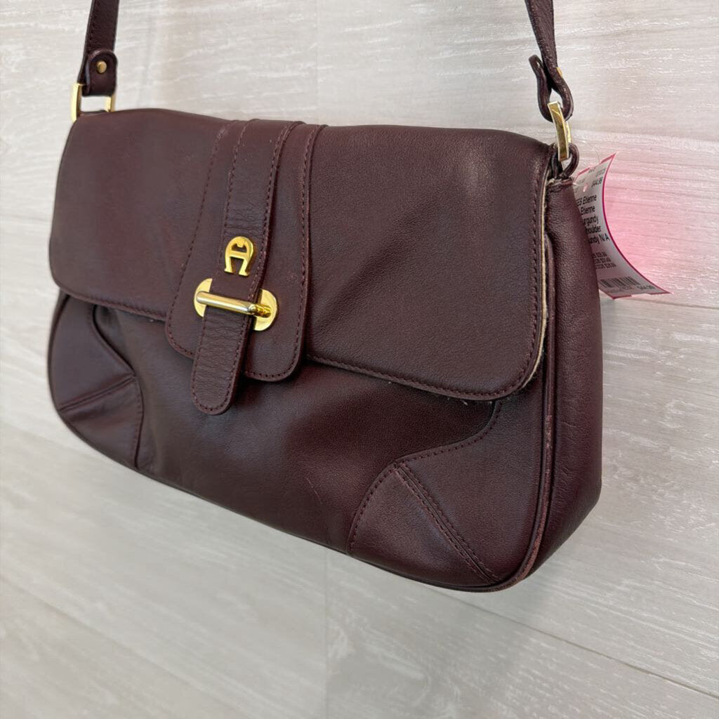 Etienne Aigner Burgundy Leather Shoulder Purse