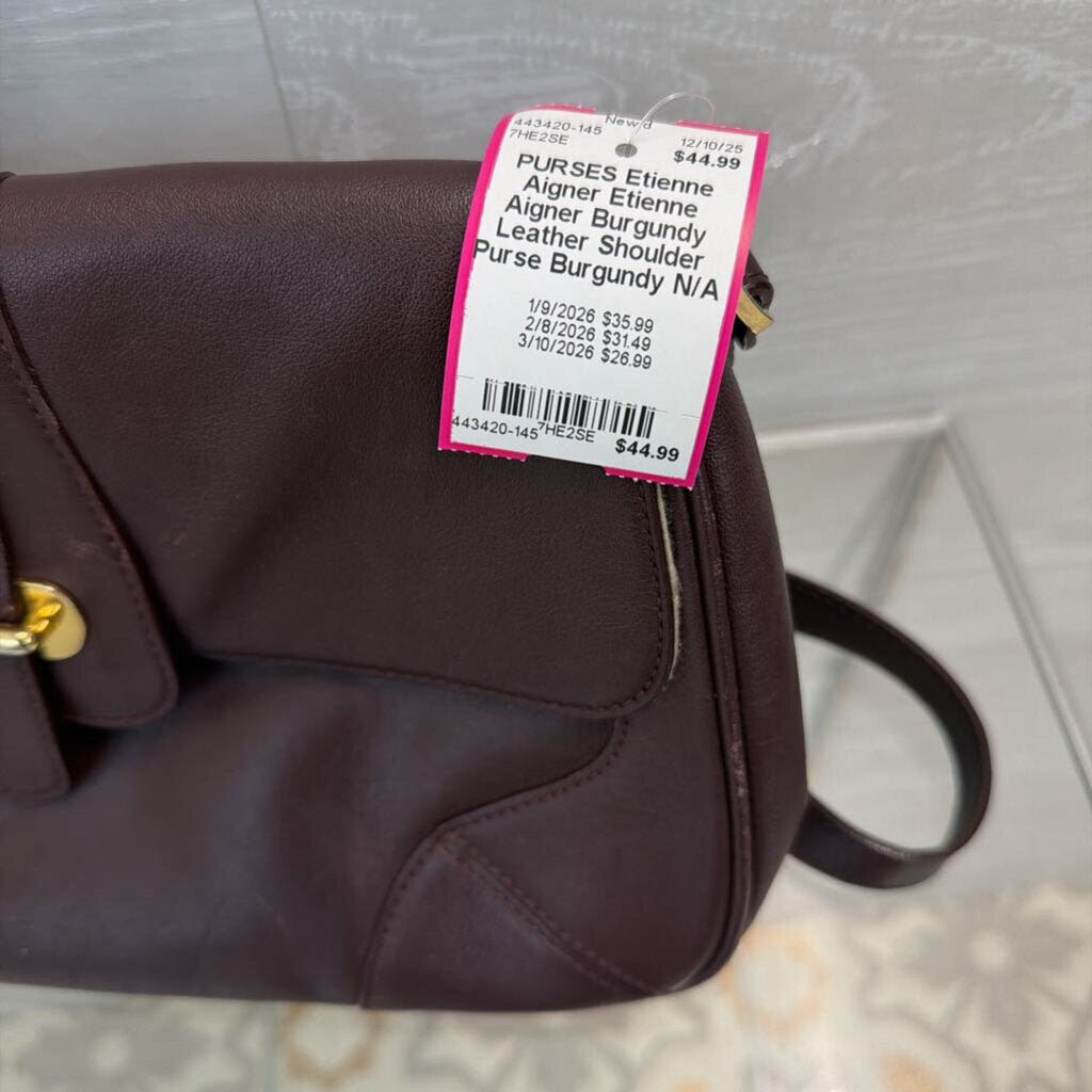 Etienne Aigner Burgundy Leather Shoulder Purse