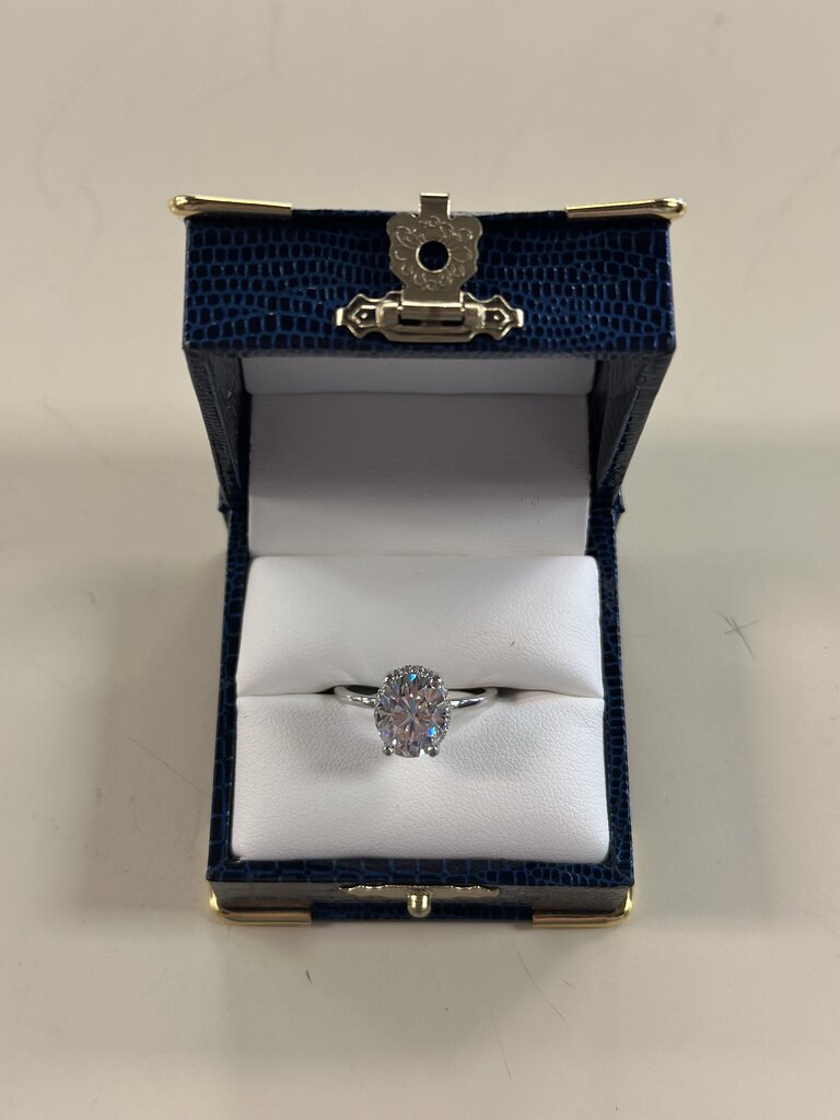 14K White Gold Oval 2.72 Ct Moissonite Center With Hidden Halo Engagement Ring 7