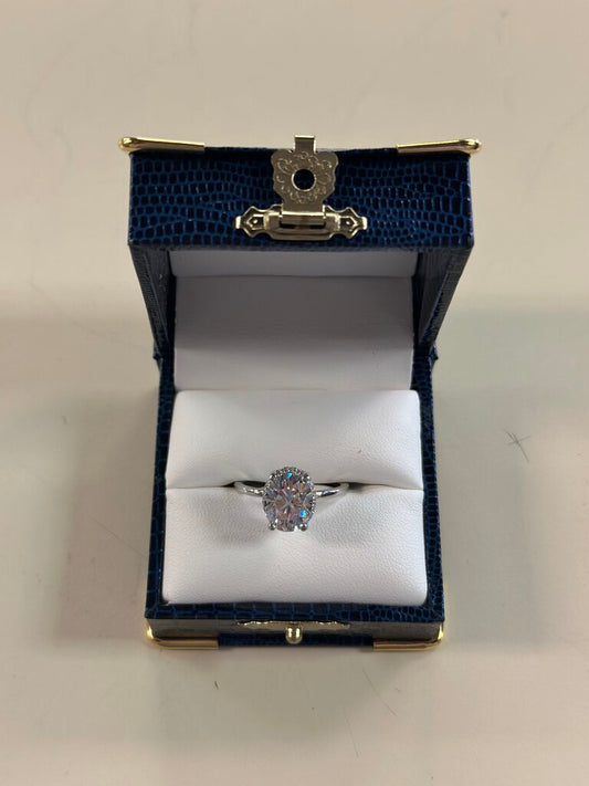 14K White Gold Oval 2.72 Ct Moissonite Center With Hidden Halo Engagement Ring 7