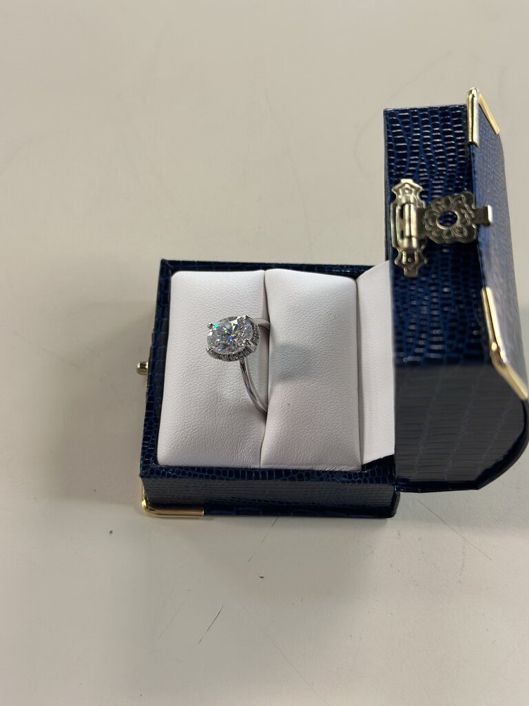 14K White Gold Oval 2.72 Ct Moissonite Center With Hidden Halo Engagement Ring 7