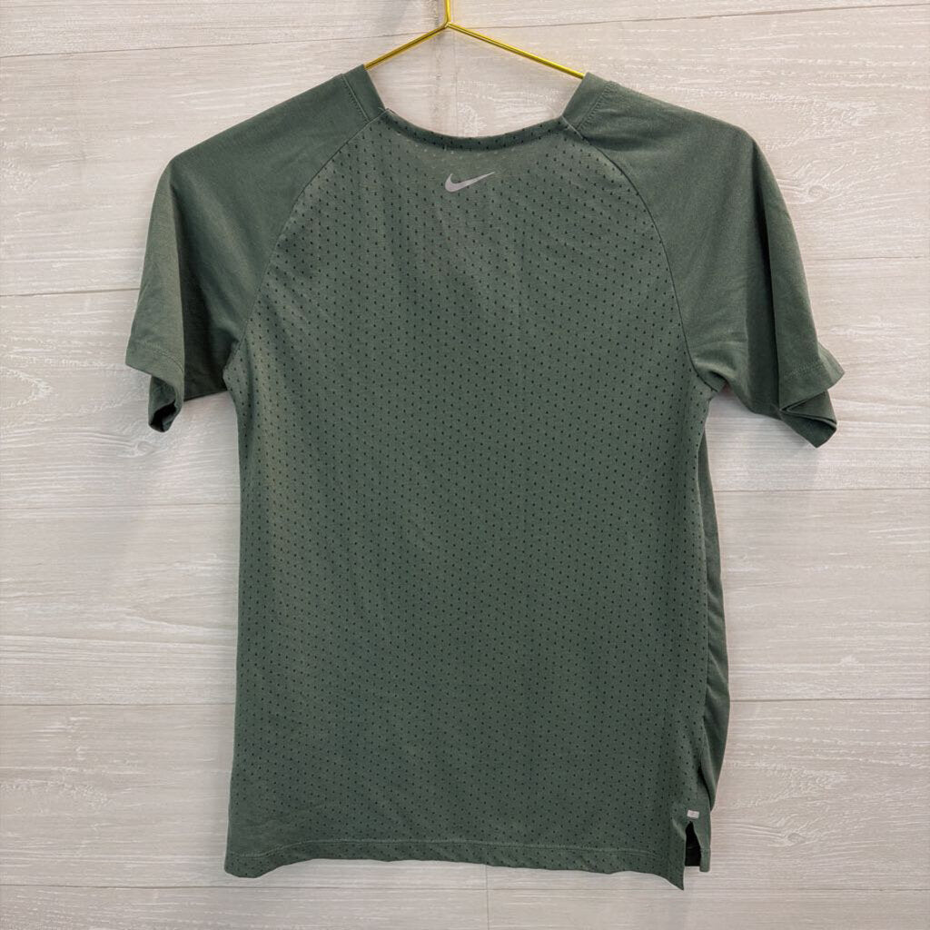 Nike Green Short Sleeve Running Athletic Top Extra Small