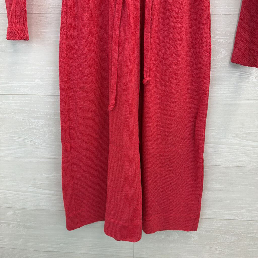 Vintage The Knit Group Red Knit Long Sleeve Button Detail Sweater Dress Extra Small