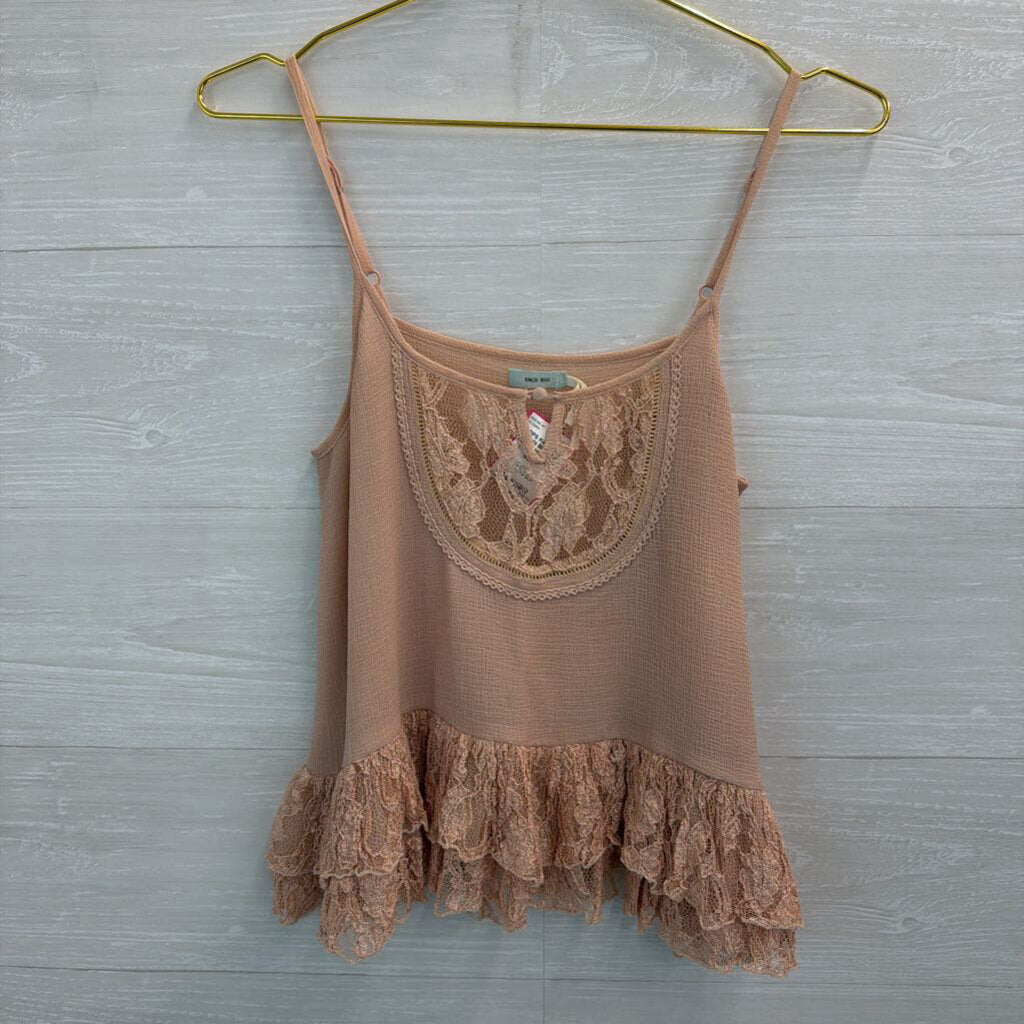 Kimchi Blue Blush Pink Lace Detail Tank Top Small