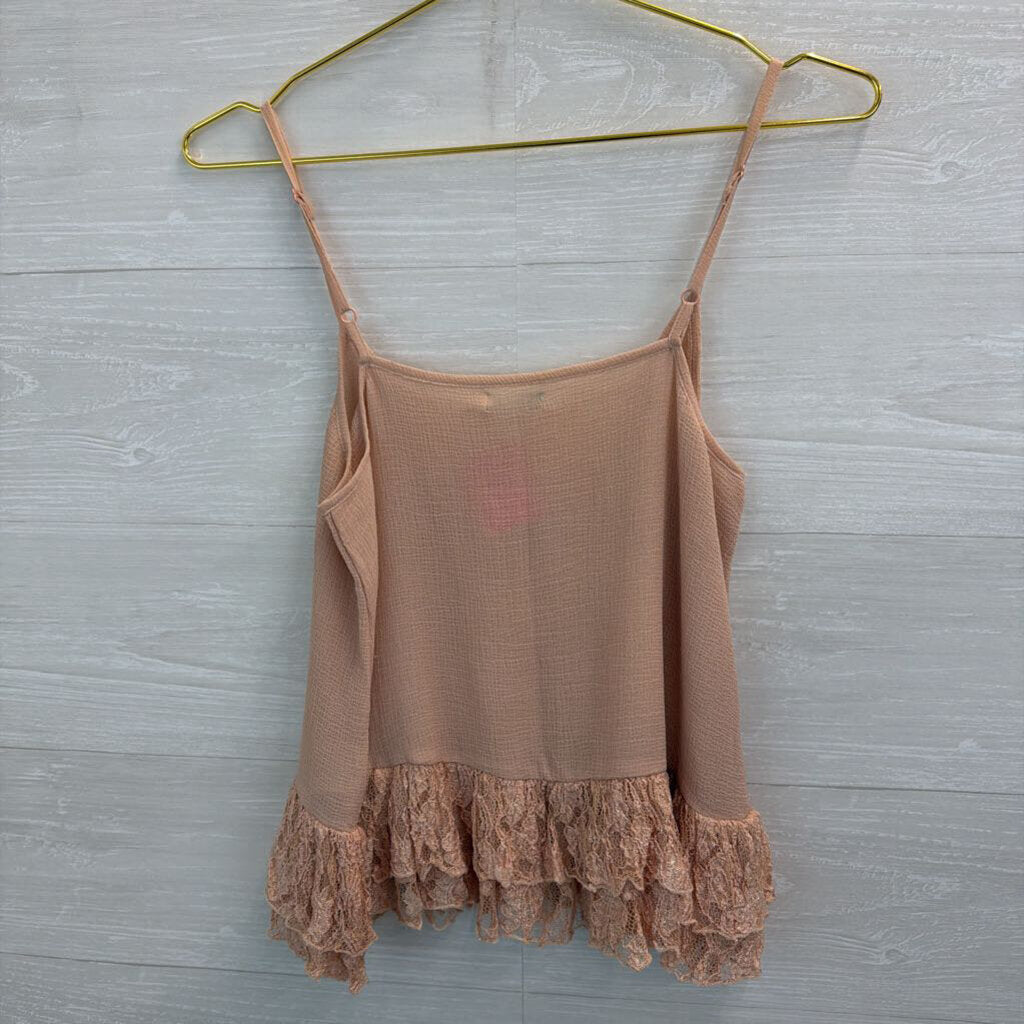 Kimchi Blue Blush Pink Lace Detail Tank Top Small