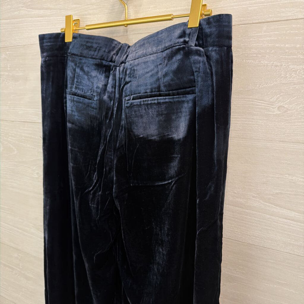 Ann Taylor Navy Velvet Wide Leg Pants 4