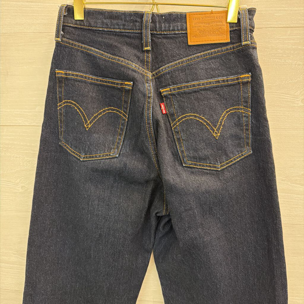 Levi Dark Wash Ribcage Straight Jeans 26