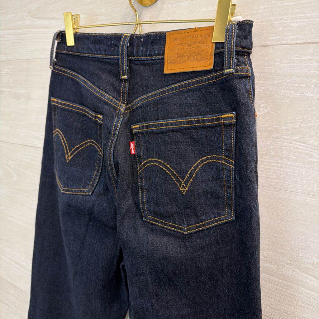 Levi Dark Wash Ribcage Straight Jeans 26