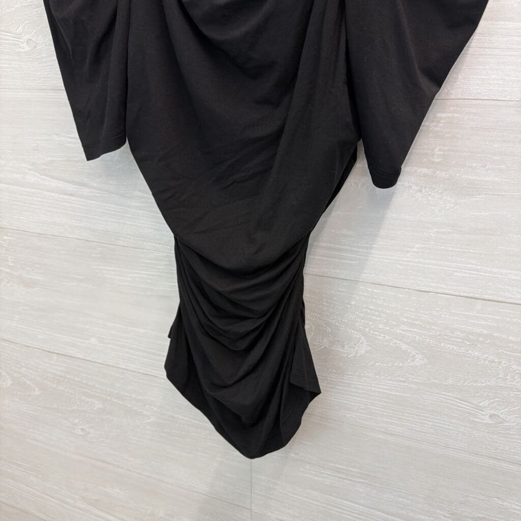 Frame Black Short Puff Sleeve Ruched Top Medium