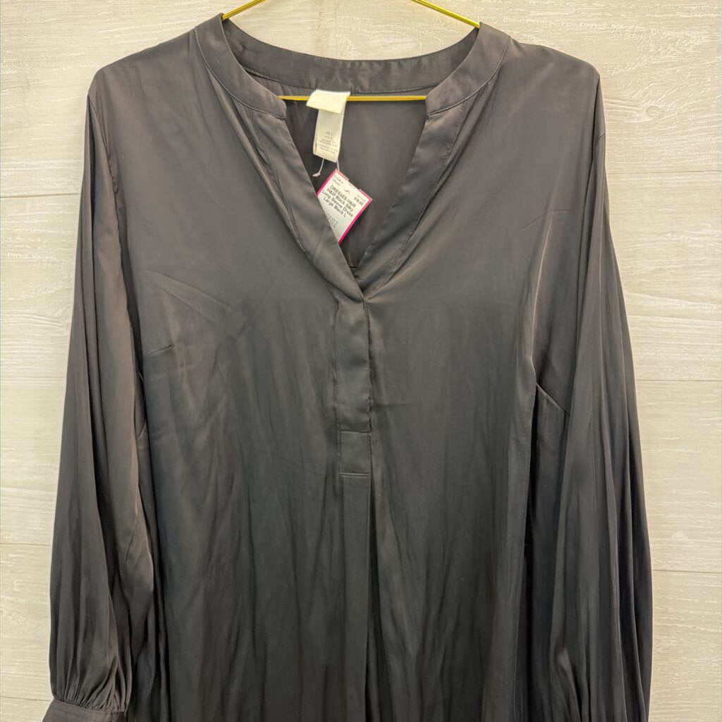 H&M Black Silky Long Sleeve Dress Large