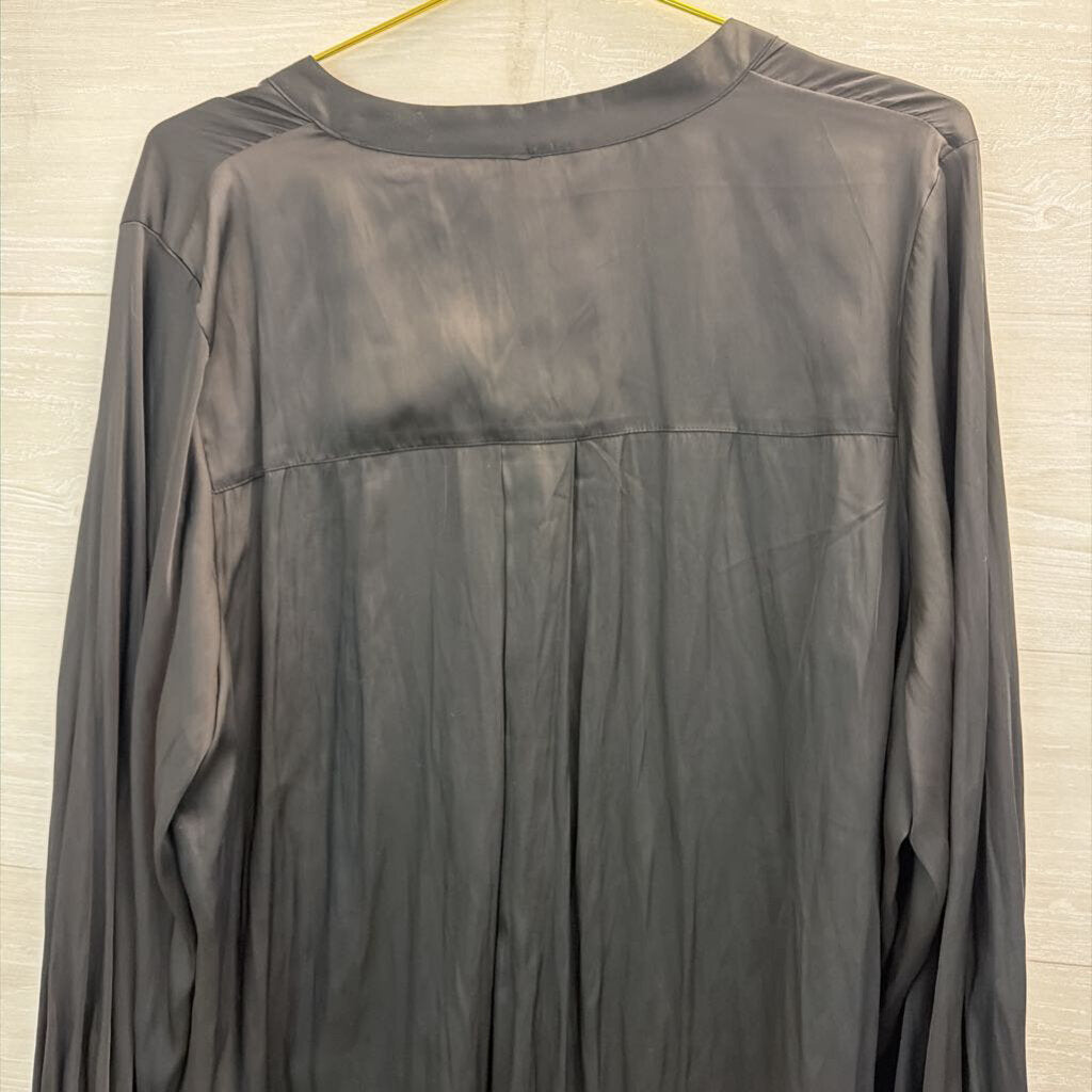 H&M Black Silky Long Sleeve Dress Large