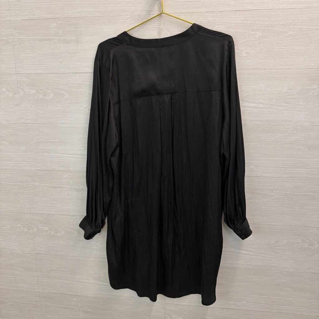 H&M Black Silky Long Sleeve Dress Large