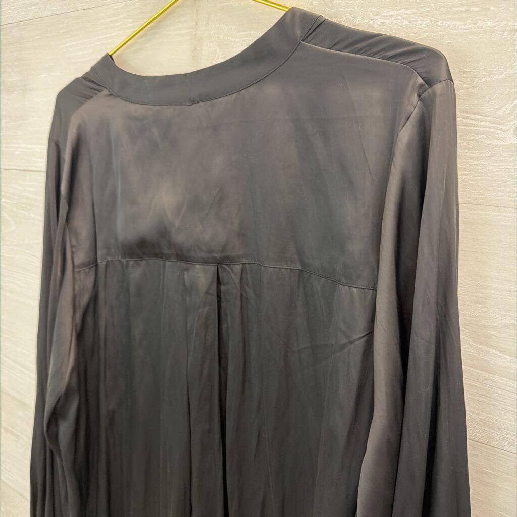 H&M Black Silky Long Sleeve Dress Large
