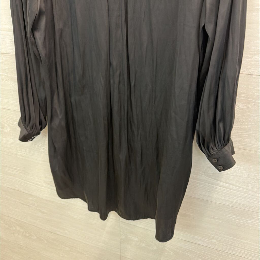 H&M Black Silky Long Sleeve Dress Large