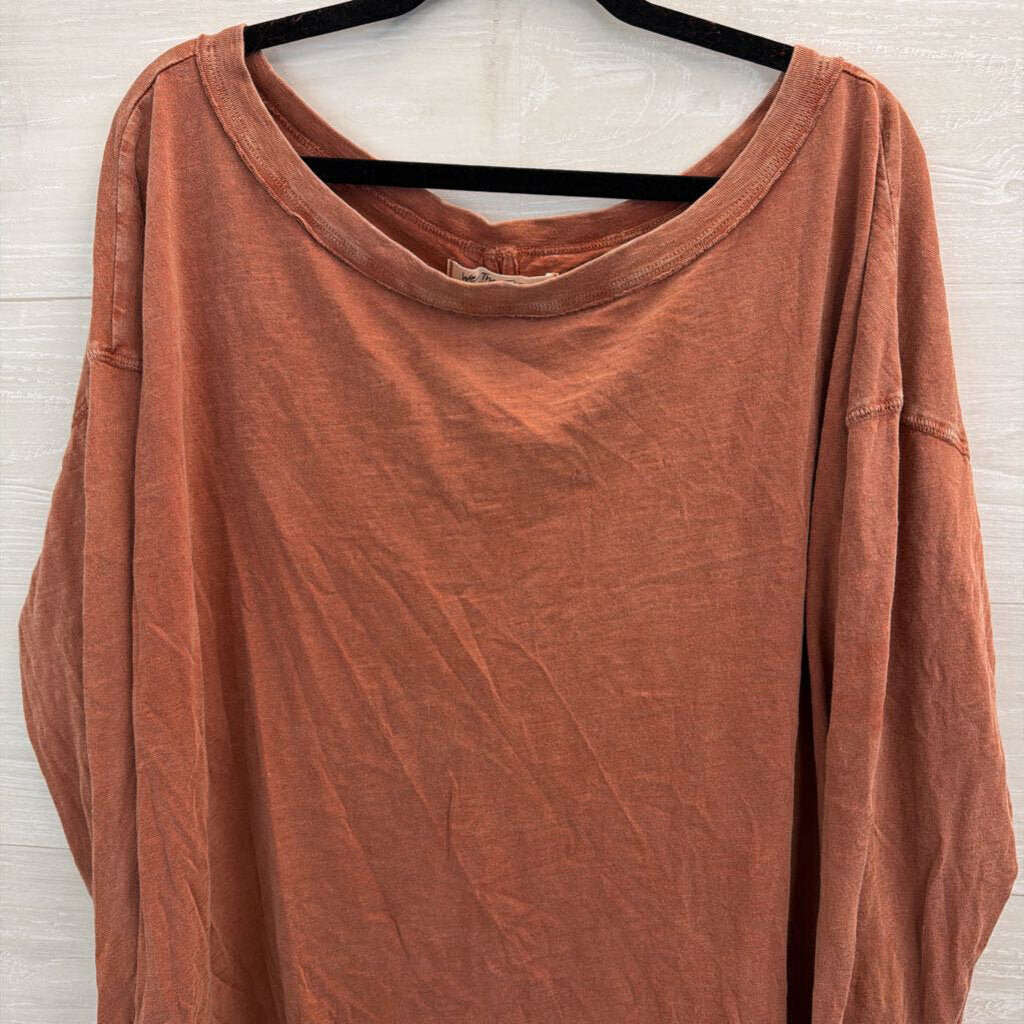 We The Free Orange Long Sleeve Knot Open Back Top Large