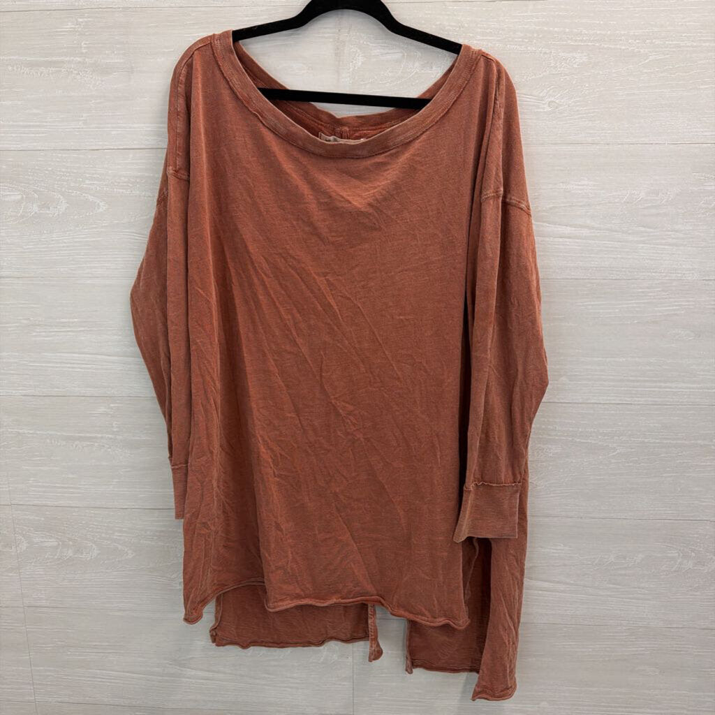 We The Free Orange Long Sleeve Knot Open Back Top Large